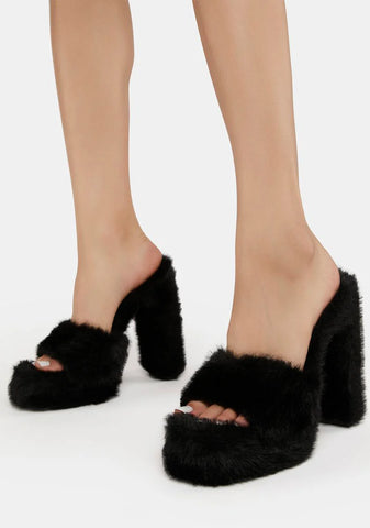 Coconut Faux Fur Heels