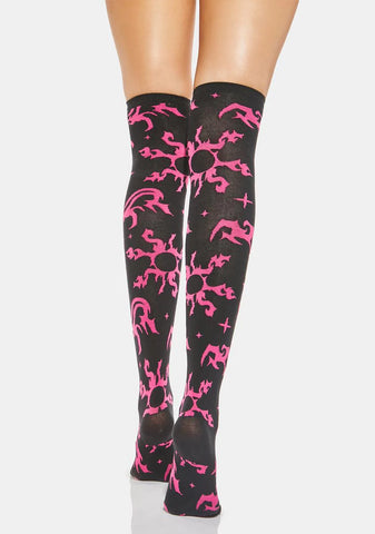 Cosmic Ink Thigh High Socks