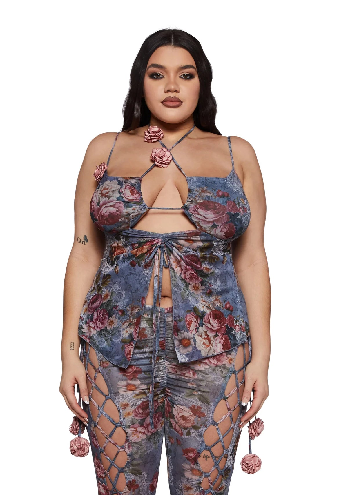 Plus Balcony Serenade Halter Top - Grey