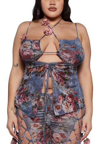 Plus Balcony Serenade Halter Top - Grey