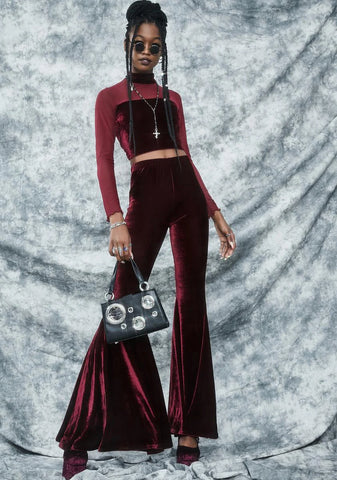 Swish And Flick Velvet Crop Top