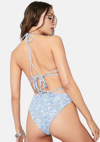 Springtime Foxy Tie Front Cheeky Bikini Bottoms