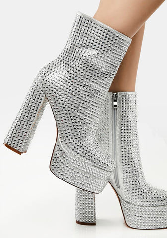 Silver Mateo Rhinestone Platform Boots