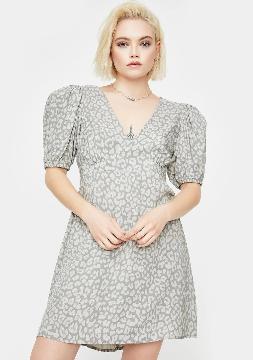Grey Leopard Elfy Mini Dress