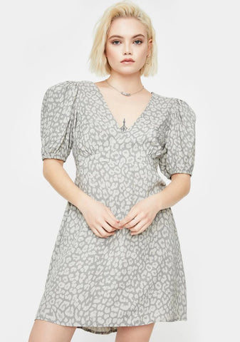 Grey Leopard Elfy Mini Dress
