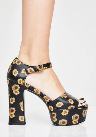 Sunflower Haven Platform Sandals