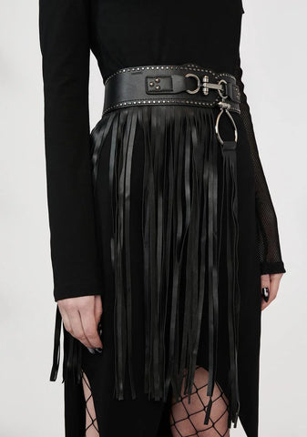 Vegan Leather Fringe Belt