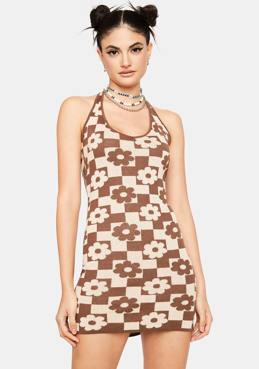 Morning To Night Checkered Mini Dress