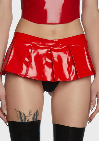 Cherry Deepest Desire Vinyl Pleated Skirt