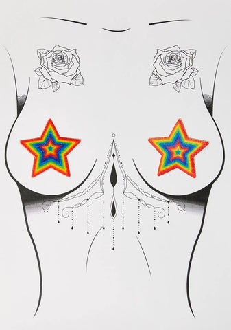 Velvet Rainbow Star Nipple Pasties
