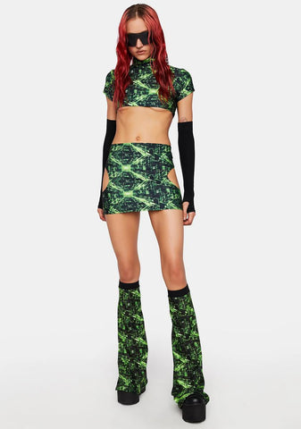 Cyber Grid Cut Out Skirt