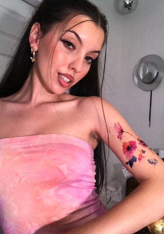Pink Floral Transfer Tattoos