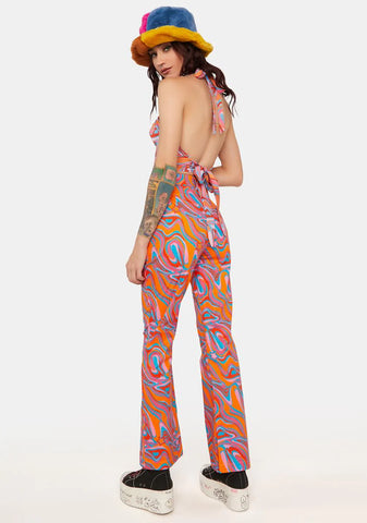 Multi Print Cynthia Starr Swirl Print Flares