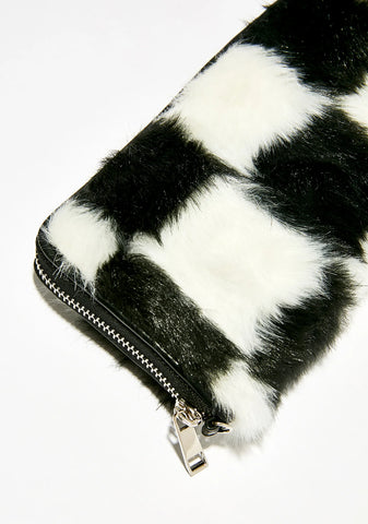 Double Check Faux Fur Wallet