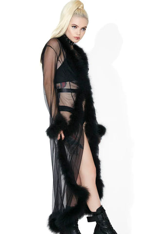 Bardot Sheer Feathered Robe