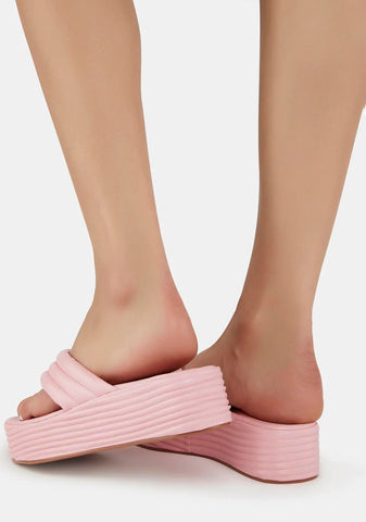 Pink Calliope Padded Toe Thong Flatforms