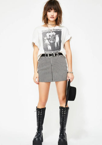 Pinstripe Mini Broomy Skirt