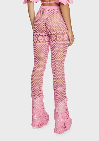 Dream Away Crochet Bell Bottoms Pink