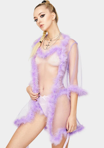 Amethyst Indiscreet Affair Marabou Robe