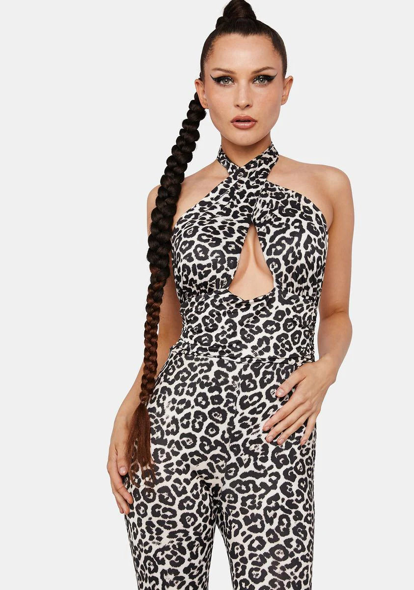 Leopard Wyn Cut-Out Catsuit