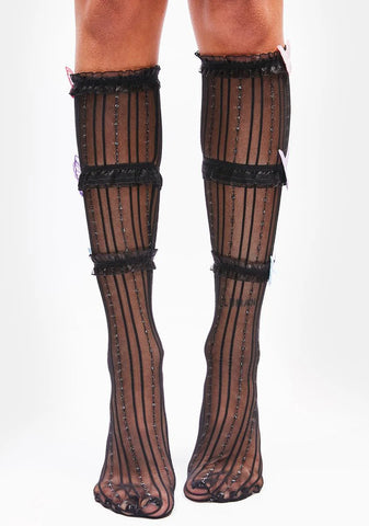 Feeling Butterflies Sheer Tall Socks