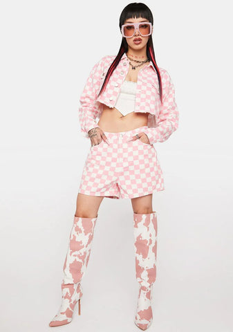 Up For A Challenge Checkered Shorts