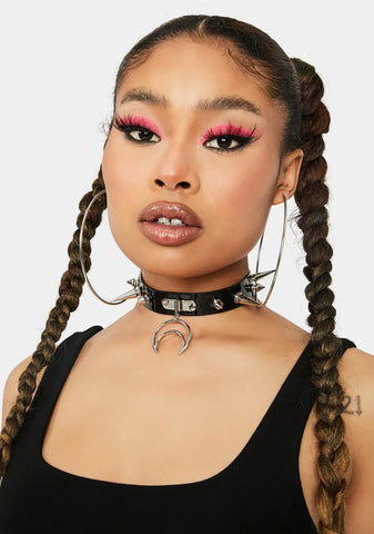 Trust Ur Intuition Moon Charm Spike Choker