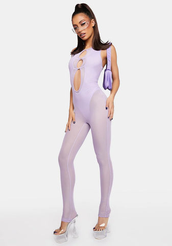Lavender Modern Fusion Mesh Jumpsuit