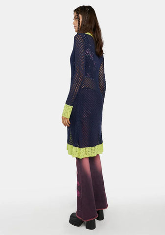 Navy Free Spirit Crochet Duster