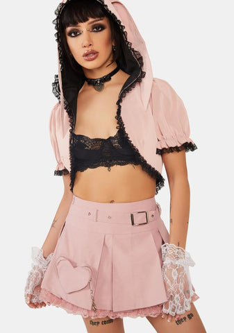 Alternative Rebel Heart Bag Pleated Mini Skirt