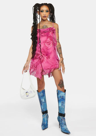 Chiffon Ruffle Mini Dress