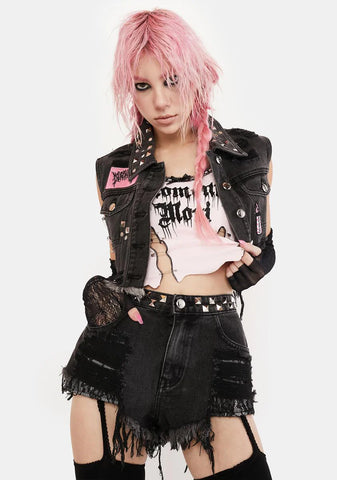 Outta This Town Distressed Shorts