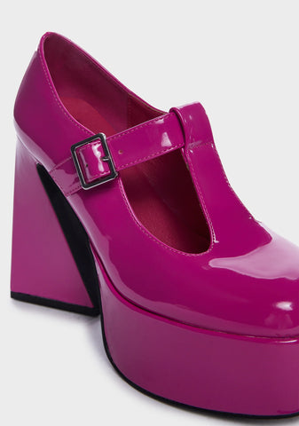Raspberry Ripple Heeled Mary Janes