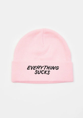 Pink Everything Sucks Beanie