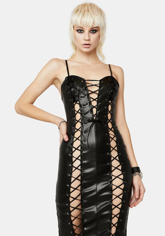 The Perfect Place Lace Up Midi Dress