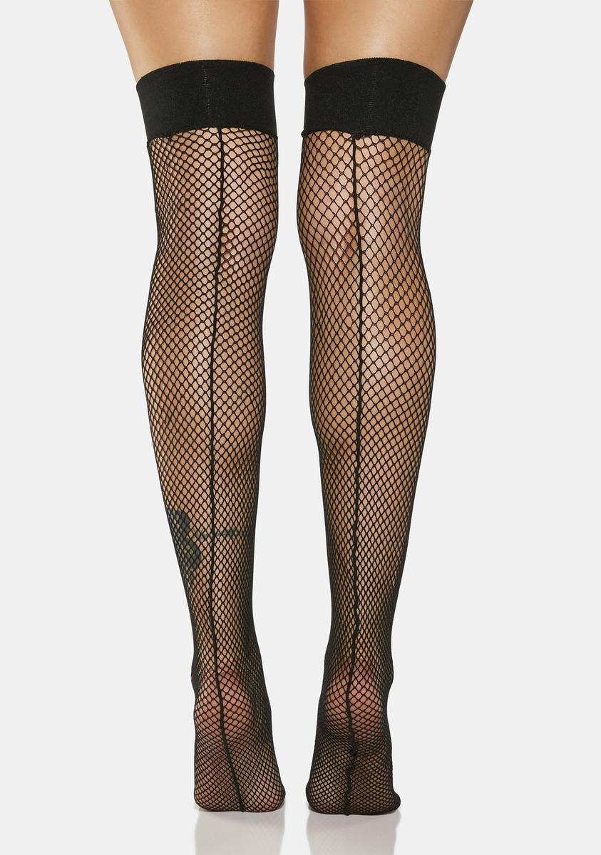 Late Good Rockin' Tonight Backseam Fishnet Tights