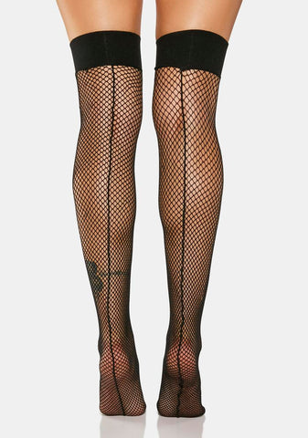 Late Good Rockin' Tonight Backseam Fishnet Tights