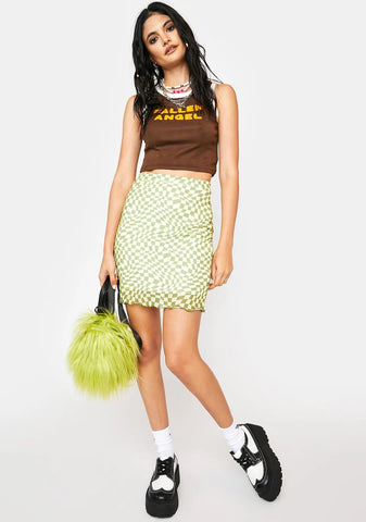 Sophia Mesh Checkered Skirt