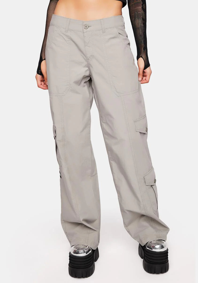 Cleo Grey Y2K Cargo Pants