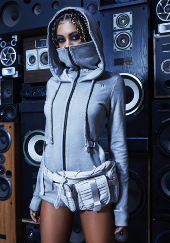 Compression Zip-Up Hoodie Romper