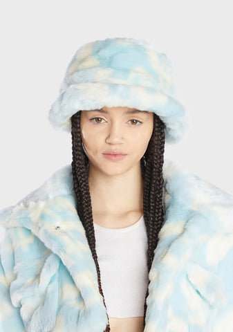 Dick Dollar Monogram Faux Fur Bucket Hat