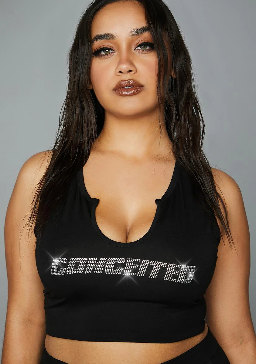 Plus Big Ego Rhinestone Tank Top