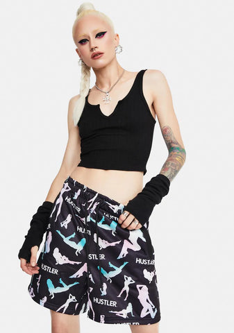 X Hustler Pattern Shorts