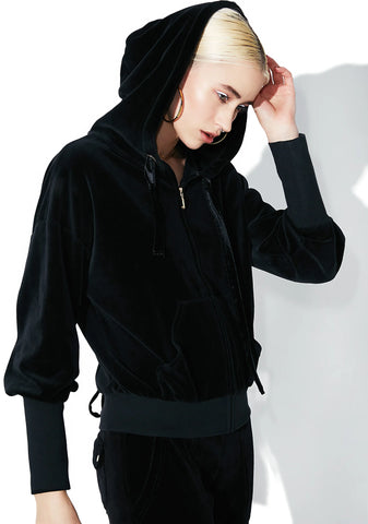 Velour Lace Back Hoodie