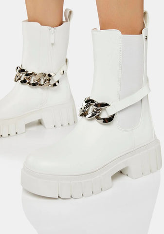 White Cause You're Wild Ankle Boots