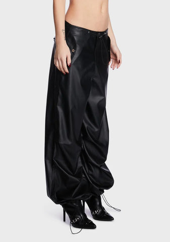 Rebel Faux Leather Cargo Pants