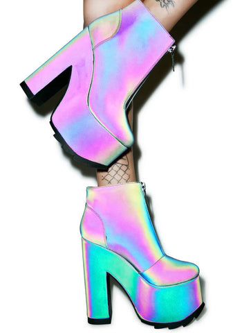 Reflective Nightmare Platform Boots