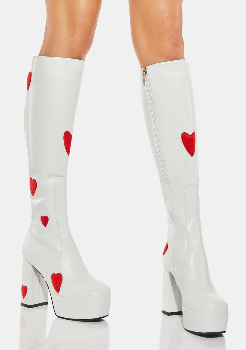 White Jam Tarts Platform Boots