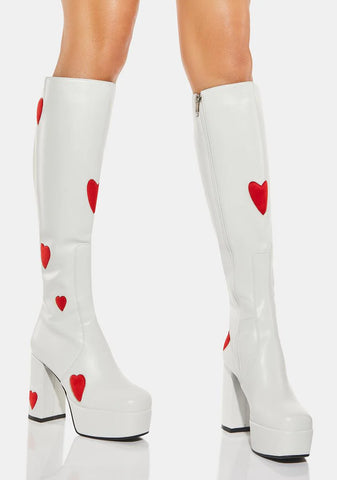 White Jam Tarts Platform Boots