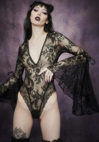 Source Of Magic Bell Sleeve Lace Bodysuit
